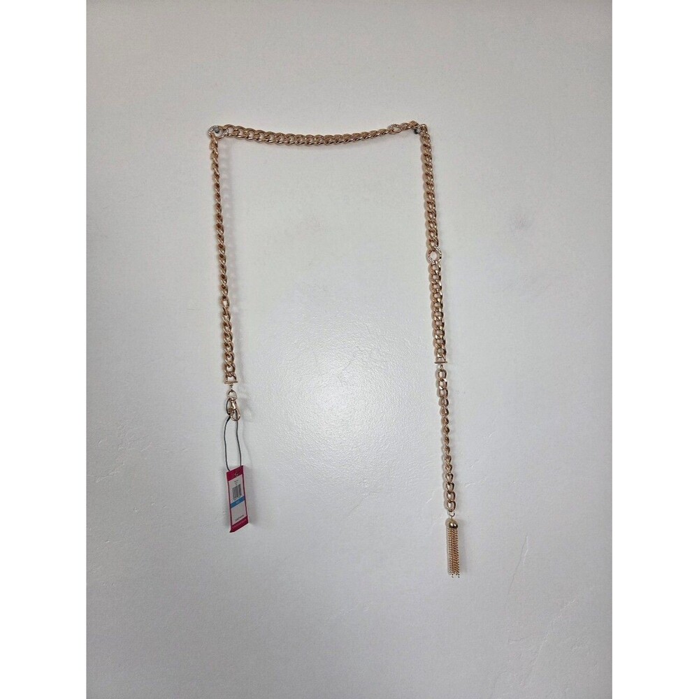 NEW Vince Camuto Gold Metal Chain Hook Belt Purse Strap Tassle Boho Indie M/L